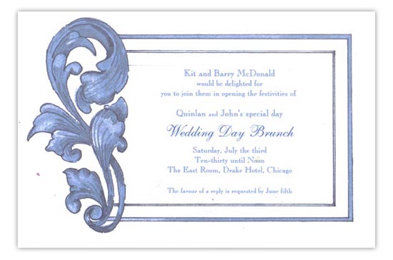 Teal Acanthus Wedding Day Brunch Invitations